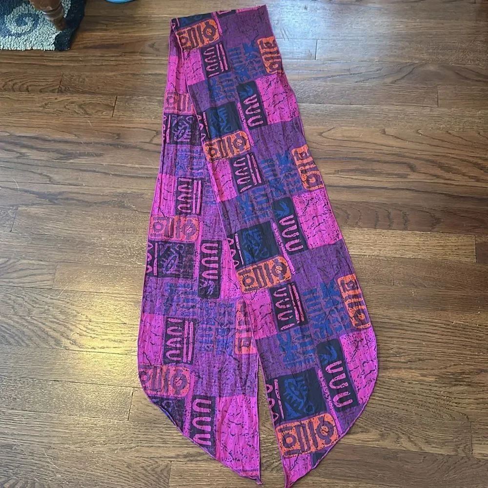 Funky boho pink, purple,black & orange long cotton/polyester scarf or belt‎